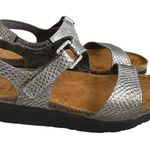 Naot Pamela Snake Skin Print Silver Metallic Leather Sandals Women’s 36 US 5 Photo 0