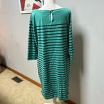 L.L. Bean navy turquoise striped knit women’s dress size M BIN T Blue Size M Photo 4