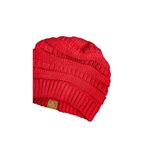 CC Beanie Winter Trendy Warm Oversized Chunky Baggy Stretchy Slouchy Skully Hat Red Photo 4
