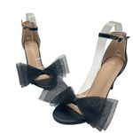 Allegra K Heels Sandals Women 8 Black Mesh Bow Pointed Toe Slip On Dressy New Photo 0