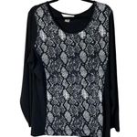 Peter Nygard Snake Skin Print Rhinestone Long Sleeve Blouse Size XL Photo 0