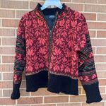 Icelandic Design Full Zip Wool Blend Sweater Jacket Size Small Red Photo 0