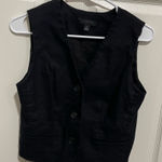 Ann Taylor  Classic Black Vest V Neck Linen Blend size 4P Photo 0