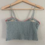 American Eagle  Outfitters Light Blue Denim Bustier Crop Top Summer Small Smocked Photo 3