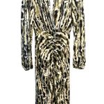 Mango NWT Mng Long Dress Animal Print Ruched US Sz 0 Mob Wife Dark Romantic Boho Photo 0