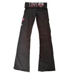 Victoria's Secret Black Foldover Waist Flare Pants Rhinestone Hearts Size S Long Photo 1