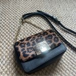Michael Kors Tina Crossbody Bag Leather Calf Hair Black Leopard Convertible Photo 1