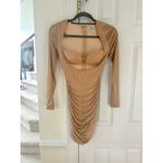 Oh Polly  Nude Beige Rhinestone Embellished Cut Out Ruched Corset Mini Dress Photo 1