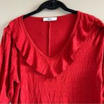 ✨ Beacon Apparel Women’s Red Orange Ruffle Top Medium Photo 1
