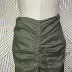 Stateside Linen Ruched Front Slit Skirt in Army Green Size US XS Photo 3