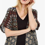 Desigual  Jamil‎ Geometric Short Sleeve Cardigan Tank Top Combo Small Black Red Photo 0