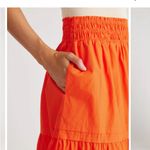 Quince  100% Organic Cotton Poplin Tiered Maxi Skirt | XS | Vermillion Red Photo 4