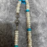 Vintage Freshwater Pearl & Turquoise Beaded Necklace 18” Natural Gemstone Strand Photo 4
