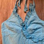 Scully Asymmetrical Ruffle Halter Western Midi Blue Dress Size XL 100% Cotton Photo 3