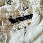 ZARA  Womens Floral Print Ruffled Blouse White Size M Photo 9