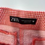 ZARA Shorts Womens Small Red White Gingham Check Cotton Blend High Rise Summer Photo 2