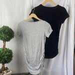 Smallshow Black & Gray Short Sleeve Side Ruched Tee T Shirt Tops NEW S Photo 1