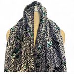 Women's Floral Velvet Scarf Multicolor Rectangle Black Photo 3