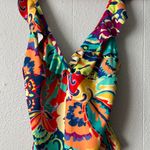 Tahari Womens Bathing Suit Medium Floral Ruffle Tropical Vacation Coastal Beach Photo 3