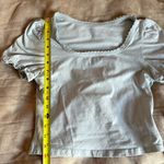 SheIn Blue Puffy Sleeve Cotton T-Shirt Photo 5