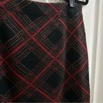 J. McLaughlin Plaid Pencil Mini Skirt Women’s size Medium Black Red Green Gold Photo 1