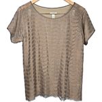 J.Crew  Womens Lace Overlay Sheer Blouse Tunic Tan Beige‎ Short Sleeve Size S Photo 0