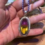 Handmade Bi-Color Tourmaline pendant on purple silk cord Photo 3