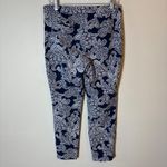 Talbots Pants Navy Blue White Floral Print Chatham Ankle Size 8 Photo 3