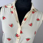 Japna  Novelty Watermelon Printed Tie Front Collared Tank Sz Small Photo 3