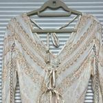 Rahi Cali  NWT Peach Floral Print Boho Beach Front Tie Long Sleeve Mini Dress Photo 1