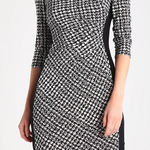 Ralph Lauren Lauren  Houndstooth Ruched Sheath Dress Size 8P Black White Photo 0