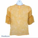LC Lauren Conrad  Yellow Sheer Paisley Boho Blouse Bell Sleeves Small Photo 3