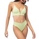 l*space L  Court Bitsy Cut Mojito Green Ribbed Bikini Bottom Women's Small NWT Photo 13