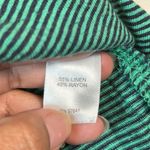 J Jill Green Navy Striped Linen Blend Short Sleeve Shirt Small EUC #7581 Blue Photo 5