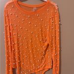 Orange Pearl Embellished Women's Top Photo 0