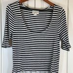Ralph Lauren Denim & Supply  Womens Top XL Black Striped Lace Hem Preppy Nautical Photo 0