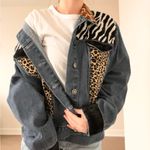 Vintage Mixed Animal Print Jean Jacket Blue Size XL Photo 4