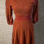 Mia Joy Terracotta Textured Knit Crew Neck Midi Sweater Dress Size S Orange Photo 0