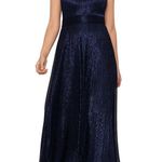 AQUA  Metallic Crinkle Halter Gown Photo 0