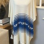 Wildfox Frida Traveler Fringe Oversized Blue White Sweater Poncho Size Small Photo 0