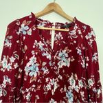 Lulus  Lovely Blooms Burgundy Floral Print Long Sleeve Babydoll Dress size xs Photo 7