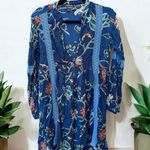 Boho Floral and Lace Dress/Tunic Size Medium Blue Photo 0