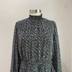 EXPRESS  Black & White Speckled Smocked Mock Neck Tiered Ruffle Mini Dress Size L Photo 2