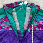 Reebok Vinatge 90s Windbreaker Cinch Waist Full Zip Green/Purple Abstract Design Photo 3