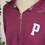 PINK - Victoria's Secret VS PINK Maroon Loose Fitting Quarter Zip Photo 3