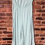 Francesca's NWT  Miami Green Eyelet Strapless Wide Leg Jumpsuit Women's Medium Photo 1