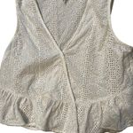 BCBGeneration White Eyelet Ruffle Hem Crop Top, Sz L Photo 11