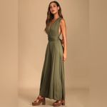 Lulus NWT Chic By Trade Olive Green Convertible Wide Leg Jumpsuit Large Photo 1