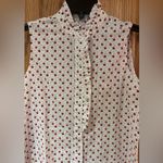 J. McLaughlin  White Cherry Print Ruffle Sleeveless Button Down Blouse‎ Size XS Photo 2