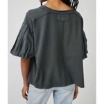 Free People We The  Blossom Tee Sz M Gray Oversized Puff Sleeve Boho Top Grunge Photo 1